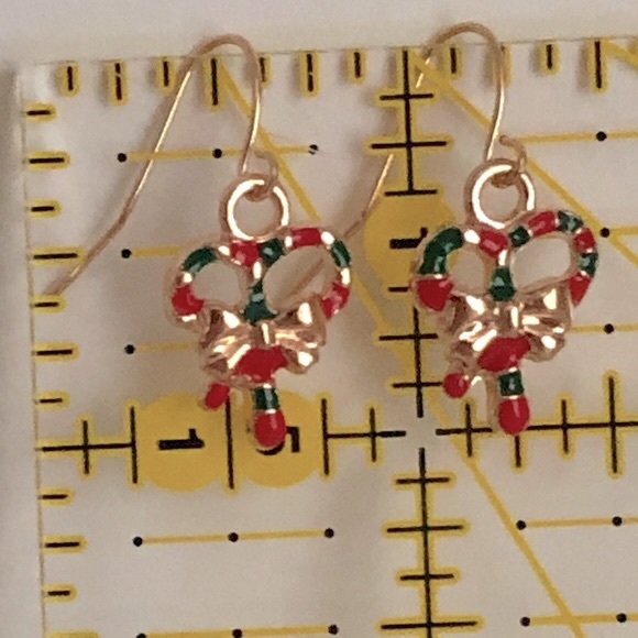 Candy Canes Christmas Winter Holiday Cute Fun New Hand Crafted Earrings - Picture 3 of 4